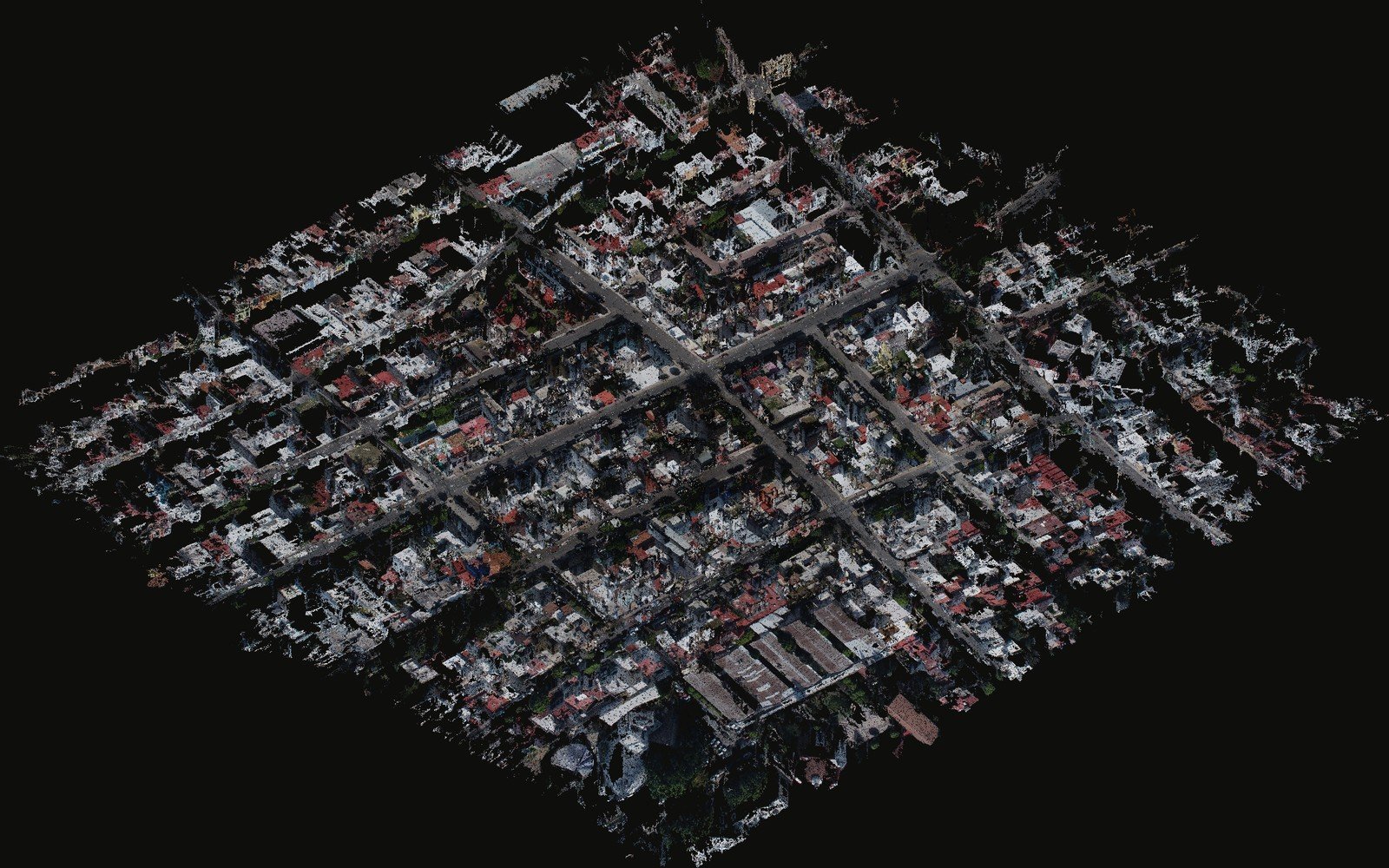 Plaza Juan Caballero y Osio — nube de puntos de la zona: 196 millones de puntos con color real del vuelo con dron
